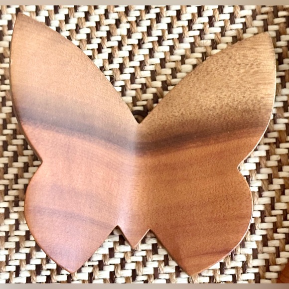 2 Vintage Carved Myrtlewood Carved Butterfly Set Mid Century Modern from Oregon - Picture 2 of 10